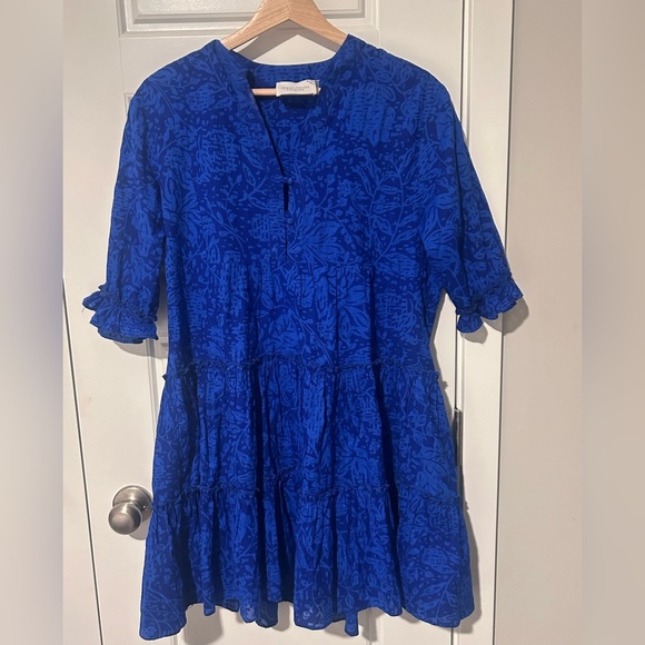 Hyacinth House Tuckernuck Quidnet‎ Ruffle Tiered Short Mini Dress Blue SMALL - Picture 7 of 7